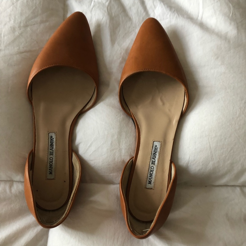 D’Orsay flats, subtle heel leather, chestnut brown